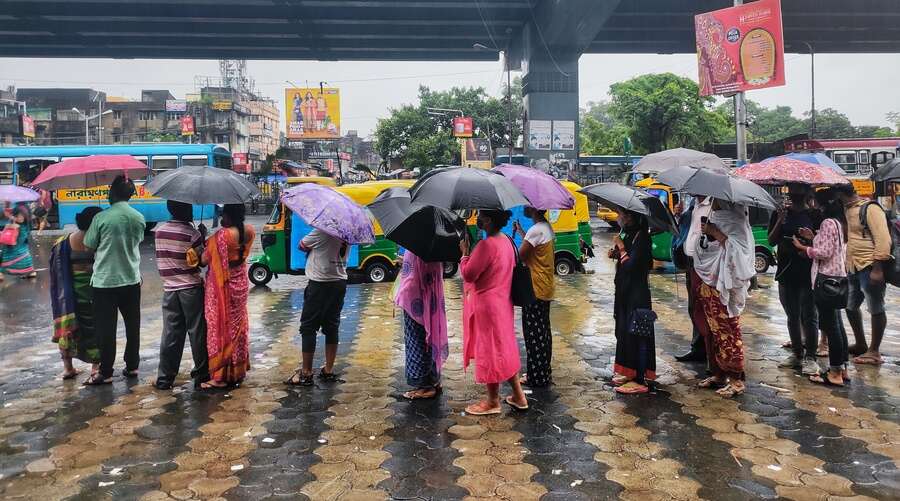 The system was expected to trigger heavy rain in Kolkata on Monday but the rainy spells were mostly restricted to drizzle 