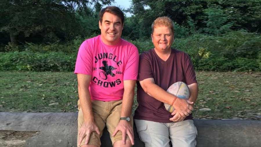 Stewart Wright (left) and Paul Walsh on the Maidan in Kolkata, 2018