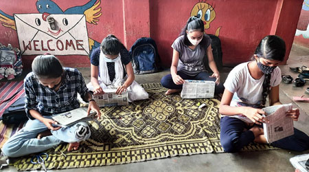 Students being trained for the Durga project at NGO Calcutta Rescue
