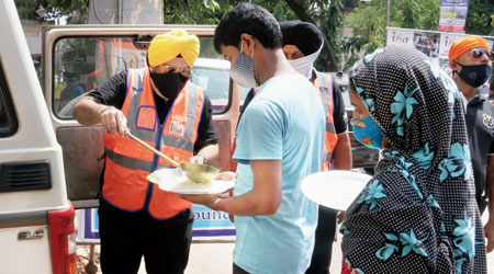 A food distribution drive in Bhowanipore earlier this month