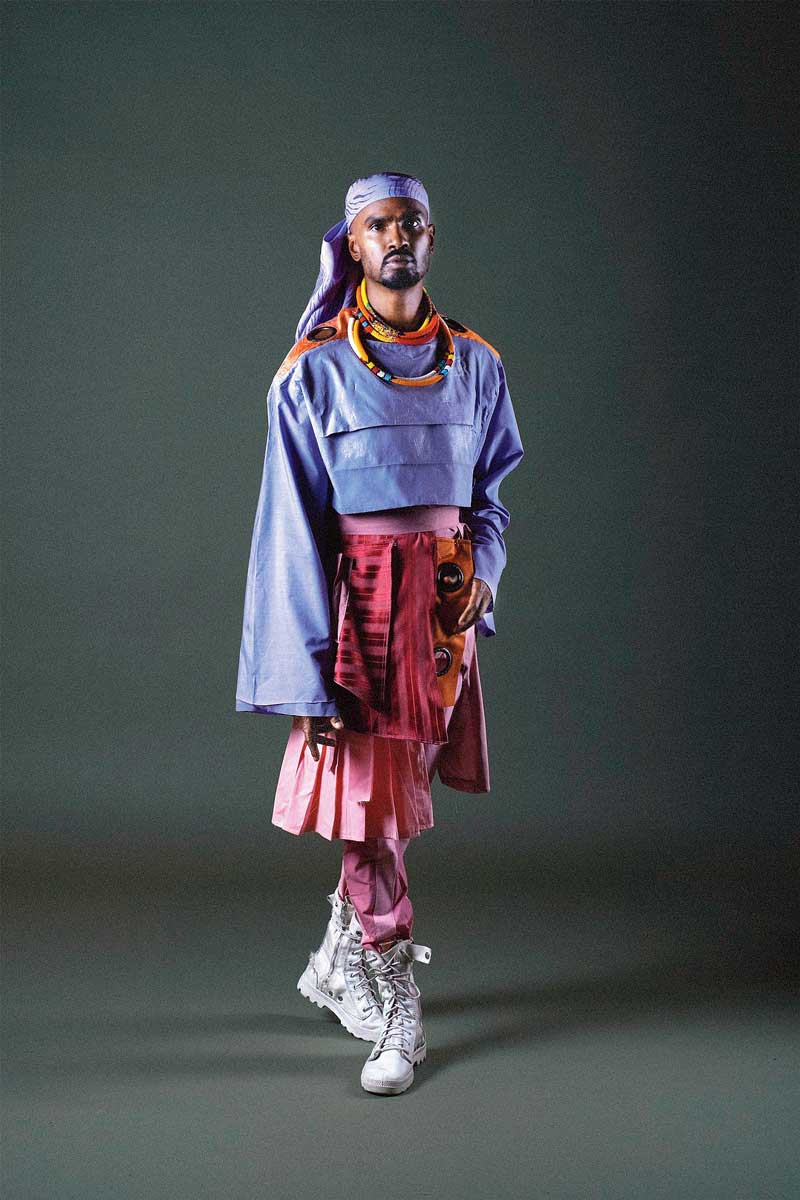The artiste wearing designer Kyle Gervacy, styled by Zola Zee and make-up artist Thiso Milli.