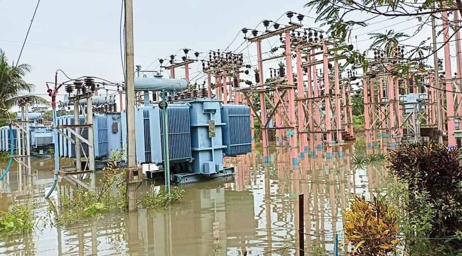 A flooded substation at Bhagabanpur in East Midnapore