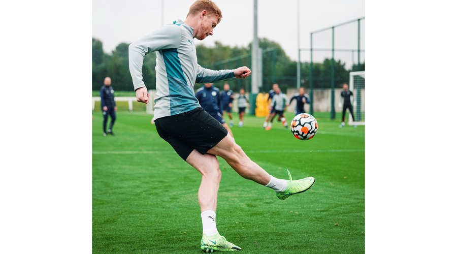 Manchester City’s Kevin De Bruyne during a practice session.