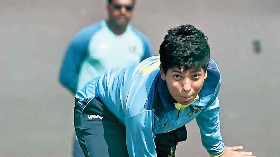 Richa Ghosh at the Kanchenjungha Stadium on Tuesday.