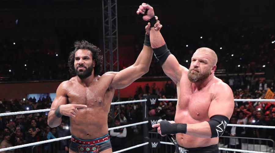 Mahal after his match against Triple H in Delhi