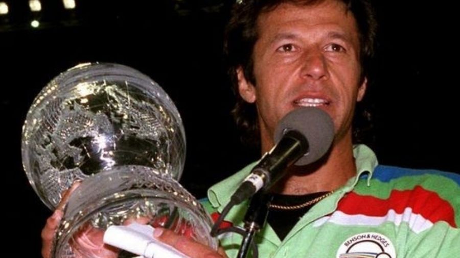 Imran Khan after winning the 1992 World Cup