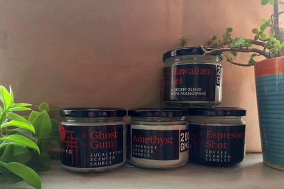 A wide range of scented candles by Priyamneel and Shreyoshi.