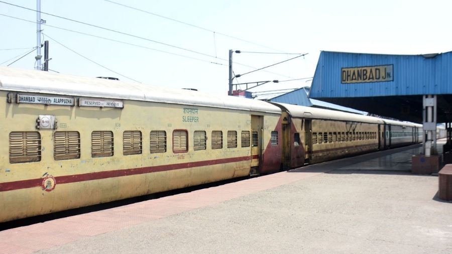 The Dhanbad-Alappuzha, Allepey Express at Dhanbad railway station today. 