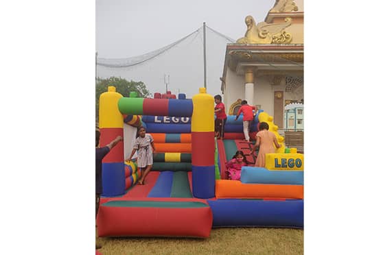 A bouncy castle had the children jumping for joy.