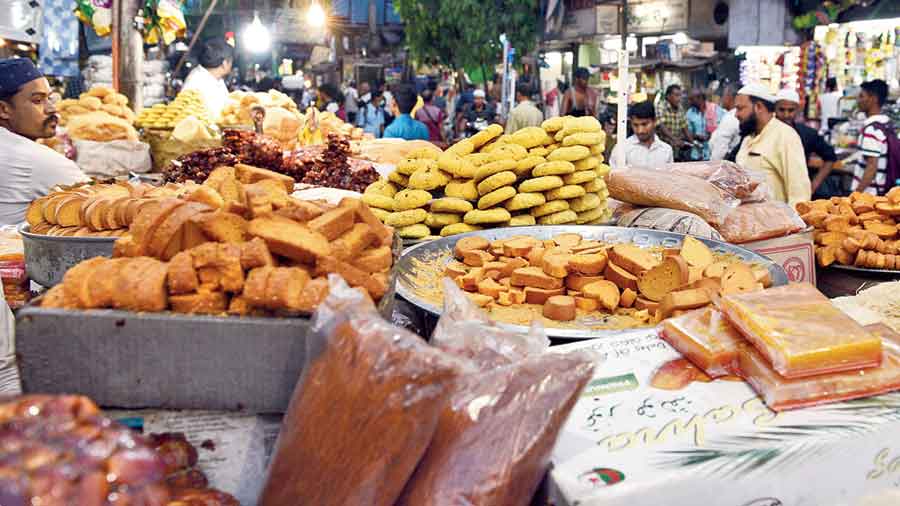 An array of sweets and savouries being sold at Zakaria Street on Wednesday