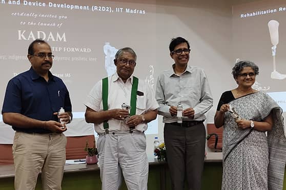 (R_L) Sujatha Srinivasan, IIT Madras, V. Kamakoti, director, IIT-M and TT Jagannathan, chairman, TTK Prestige with Kadam 