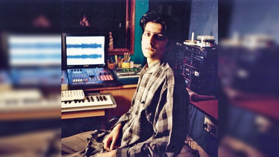 Ricky Kej at his home studio when he was 19 years old. 