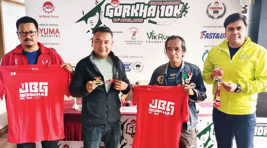 The jersey of an upcoming marathon launched in Darjeeling on Tuesday