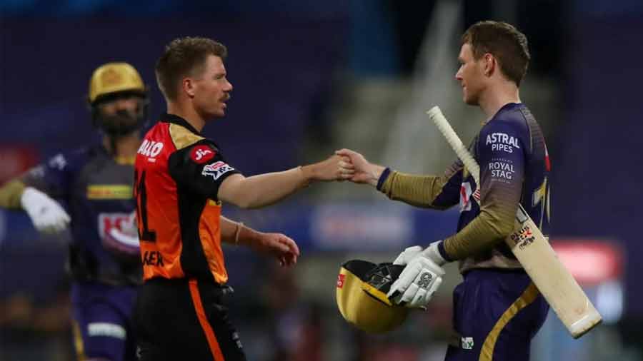  David Warner and Eoin Morgan, back when they were leading SRH and KKR, respectively