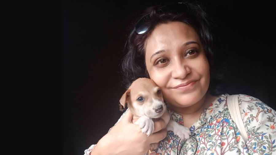 Chakraborti with a stray pup