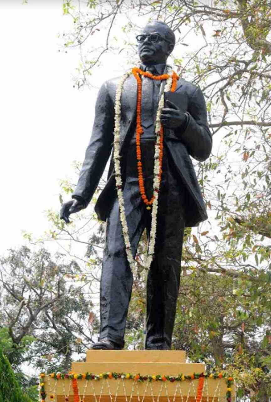TRIBUTE: A garlanded statue of Dr BR Ambedkar on his 131st birth anniversary in Kolkata on Thursday, April 14. The visionary leader, who championed the cause of the Dalits, is known as the father of the Indian Constitution