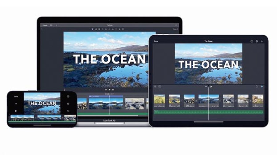 iMovie works across Apple devices. 