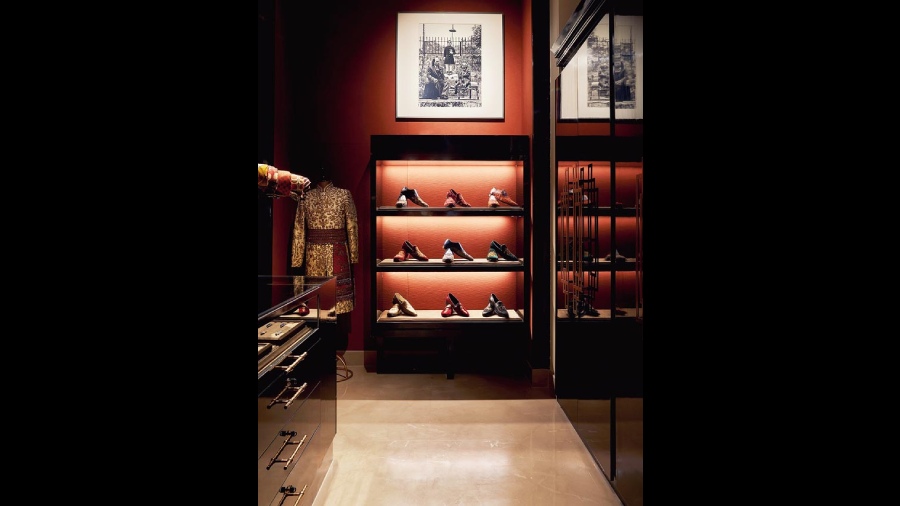 The store also stocks shoes for men, cufflinks, pocket squares and buttons and scarves, belts and headbands for women.