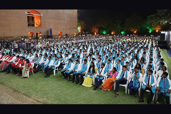 Students, faculty and chief guests attend the 57th on-campus convocation of the Indian Institute of Management, Ahmedabad .