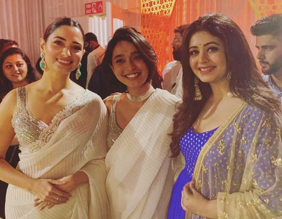 (From left) Actor Tamannaah Bhatia, Sayani Gupta and Ritabhari Chakraborty at an iftaar party in Mumbai. Chakraborty uploaded the photograph on her Instagram handle on Monday