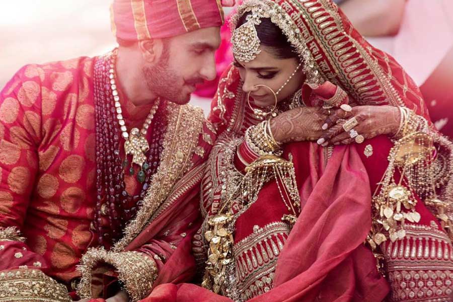 Deepika Padukone: For her Konkani wedding, Deepika chose a heavily embroidered Sabyasachi lehenga in red and gold which made for an eclectic pick. Her dupatta had the words Sada Saubhagyawati Bhava which added a personalised touch to her whole look