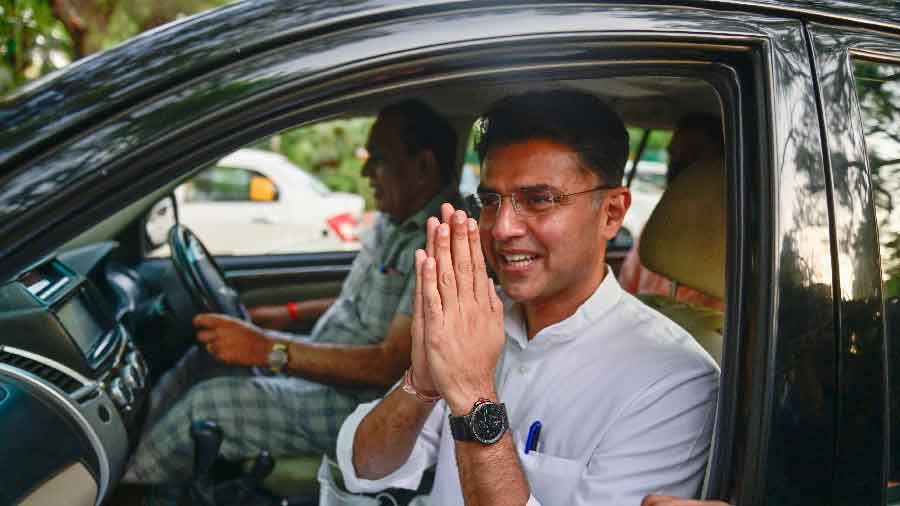 Congress leader Sachin Pilot at 10 Janpath on Thursday