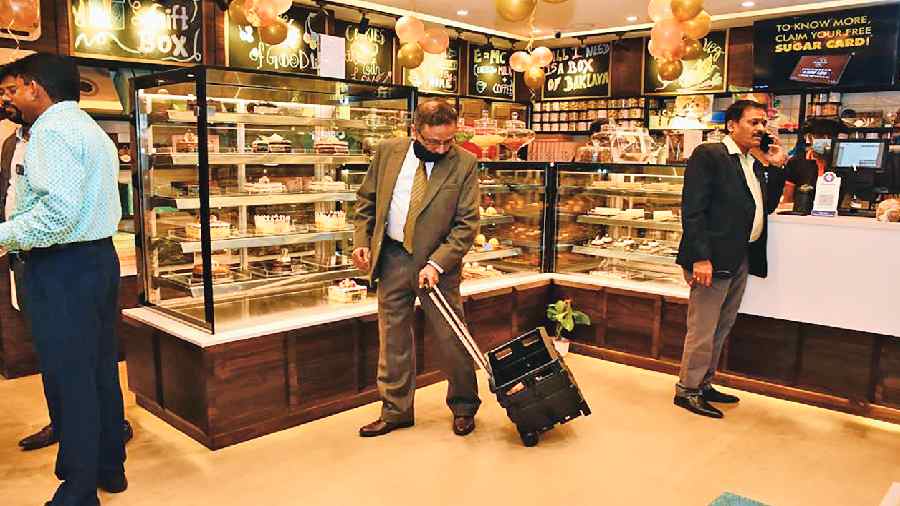 Customers browse for goodies at Dunkel Braun on Poila Baisakh