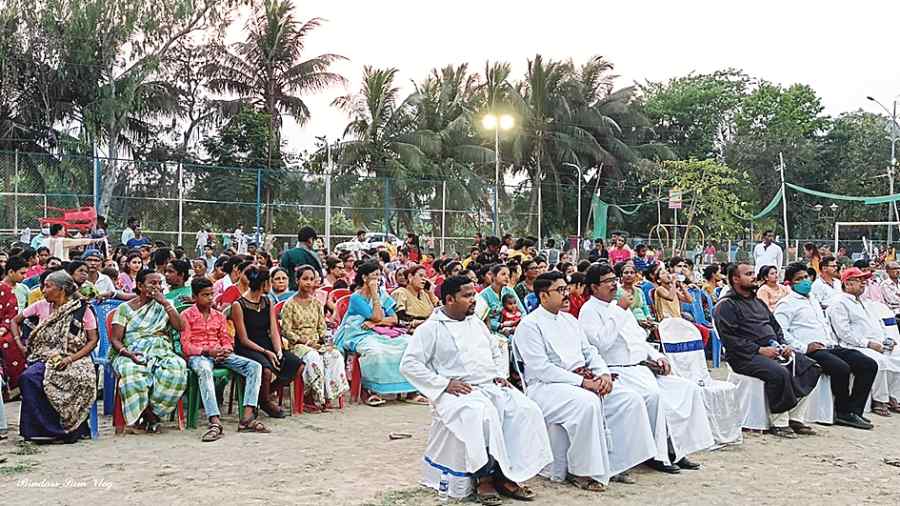 The audience at a cultural programme in Kestopur on Easter Sunday