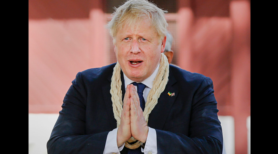 United Kingdom Prime Minister Boris Johnson during his visit to the Sabarmati Gandhi Ashram, in Ahmedabad, Thursday, April 21, 2022.