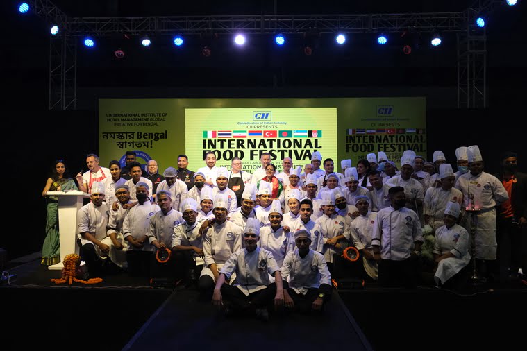 Aspiring chefs currently enrolled at IIHM with the international chef battalion