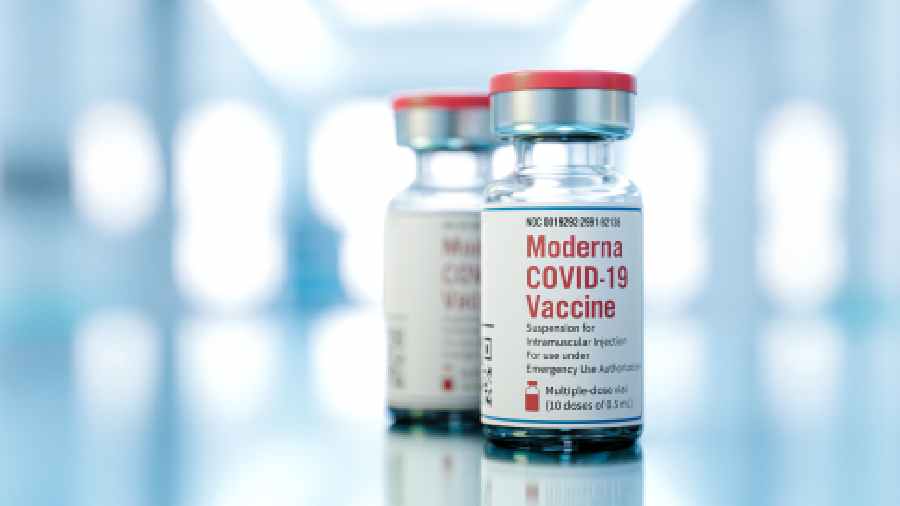 A vial of the Moderna  Covid-19 vaccine. 