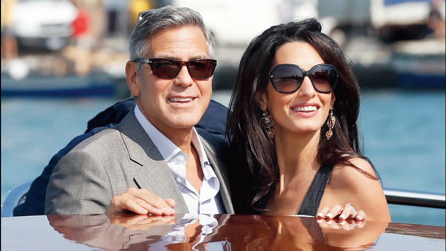 File picture of George and Amal Clooney during their 2014 wedding in Venice