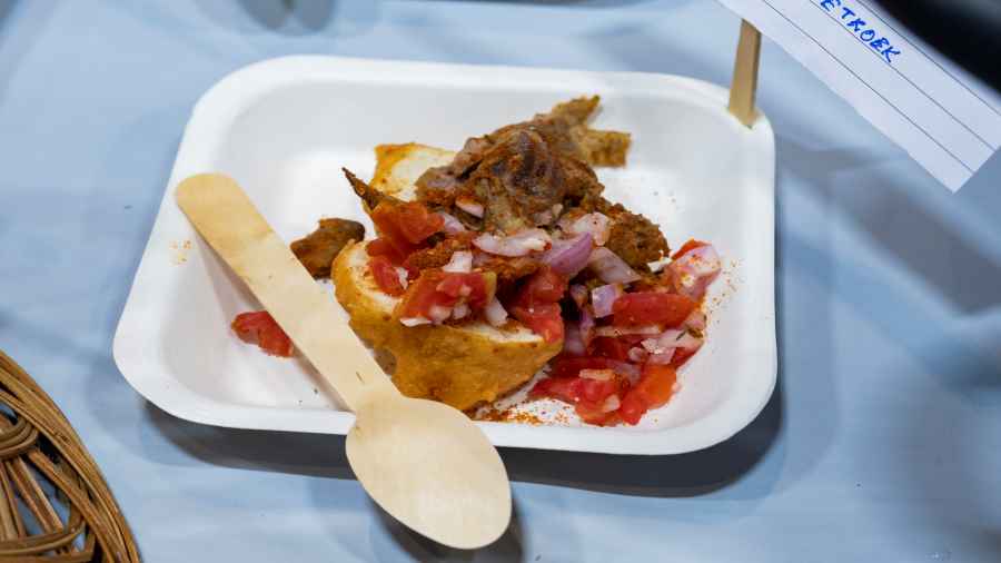 Chef Terence Keith Jenkinson is offering a dish — ‘Kapana’ — a popular street food in Namibia. Usually prepared with beef or lamb, Kapana is a grilled concoction cooked on open fire, which preserves the juiciness of the cut and adds a dash of smokiness