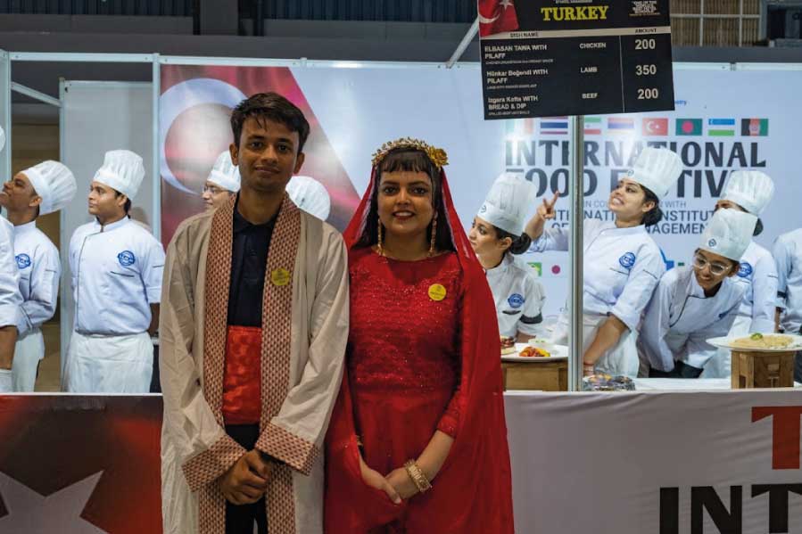 Each stall was manned by the students of IIHM, who were dressed in traditional attire, to represent the cultures of the 14 participating countries. ‘We are very grateful for the opportunity to participate in IIHM’s food festival. We got to interact with chefs, politicians, and even meet our founder!” said Vidhi Singha and Lakshya Gupta, second-year students of IIHM