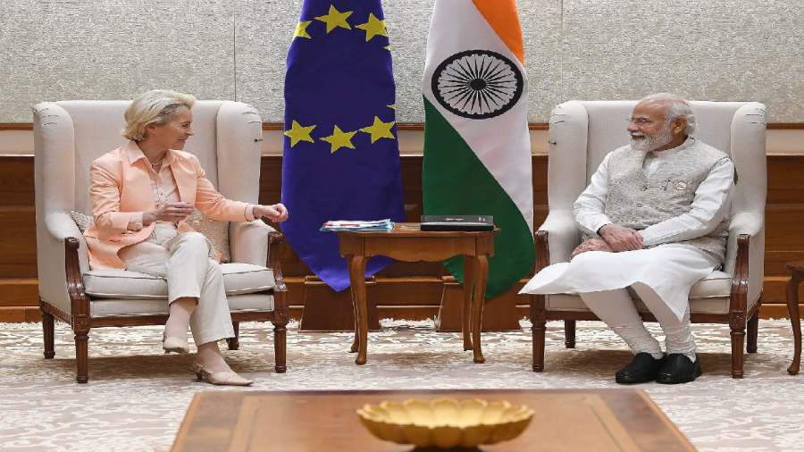 Prime Minister Narendra Modi and European Commission President Ursula von der Leyen