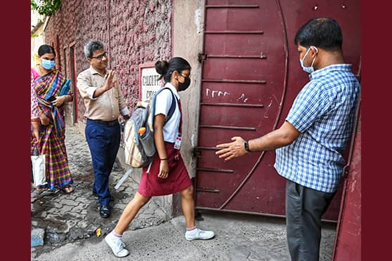 Goodbye and all the best…parents wish their wards good luck ahead of the Indian School Certificate (ISC) 2022 Semester 2 exams that began on April 26. Moment captured at Calcutta Girls’ High School, Kolkata. 