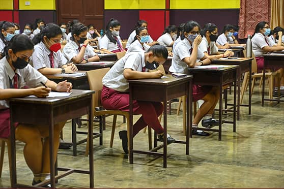 The exam begins. The Class XII board exams are being held offline after two years. 