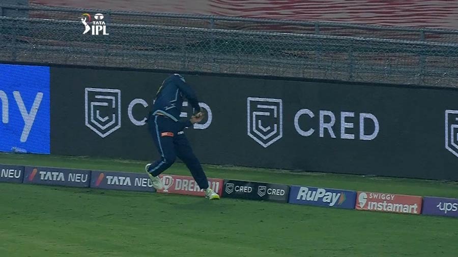 Abhinav Manohar midway through one of the catches of the season so far
