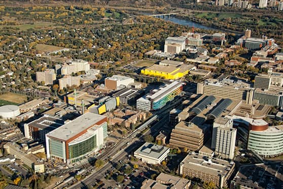 Aerial view of North Campus in Edmonton. 