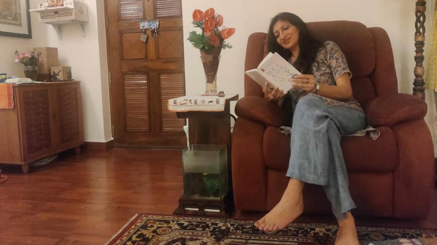 Supriya Newar with her new book, ‘Kolkata Classics’, at her residence