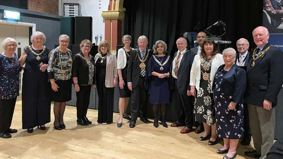 Rima Chatterjee at a mayoral event with other mayors