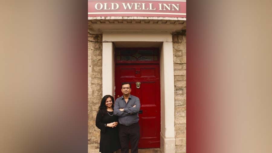 Rima and her husband Roy in front of The Old Well Inn, when they first leased it six years ago