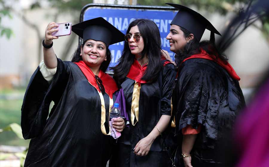Students take a selfie to mark the occasion