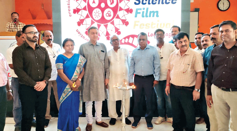 Dignitaries at the inauguration of the Jharkhand Science Film Festival at Lohardaga on Friday.