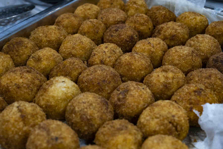 Sicilian dish Arancini served by Chef Oliveri at a food festival in Kolkata