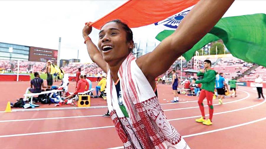  Hima Das is the first Indian athlete to win a gold medal in a track event at a world championship