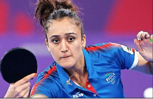 India’s star table tennis player Manika Batra in action against Malaysia on Saturday.