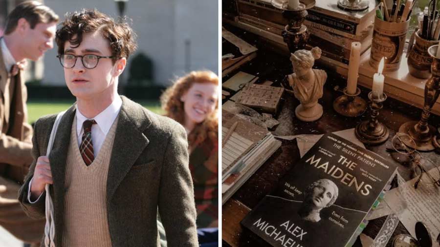 (Left) The Daniel Radcliffe-starrer ‘Kill Your Darlings’ chronicled the college days of popular Beat writers like Allen Ginsberg and Jack Kerouac; (right) ‘The Maidens’ by Alex Michaelides is a page-turner set in Cambridge