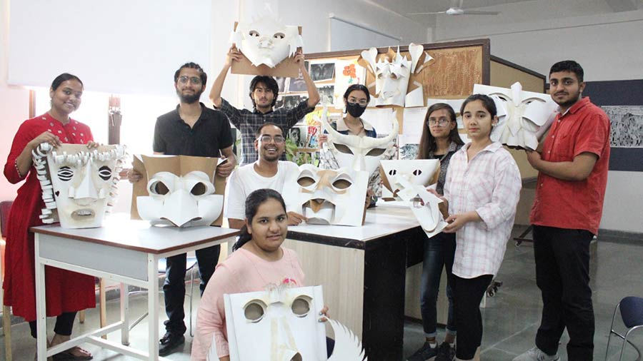 Sumit Sarkar with students of World University of Design.