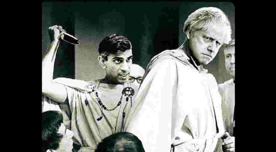 Image uploaded by Nadine Dorries shows Sunak as Casca about to stab Boris Johnson as Julius Ceaser.